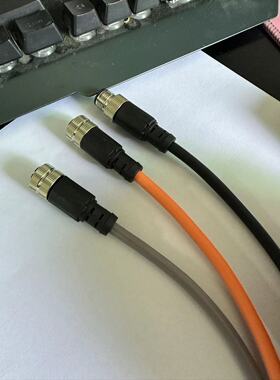 M12防水连接橙色灰色黑色线插头传感器接头航空接线4P5芯8芯针孔