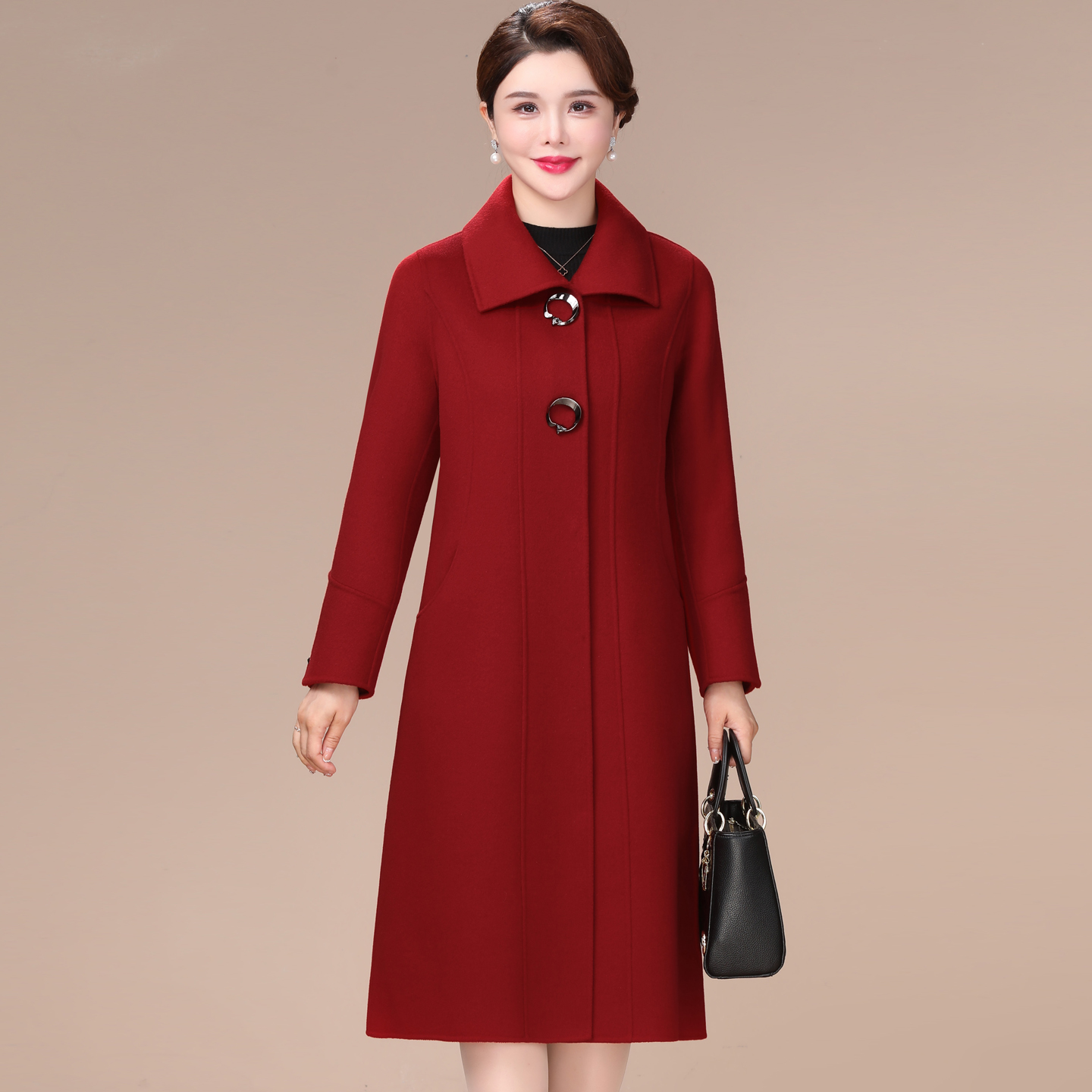 双面呢羊绒大衣女中长款高端2025秋冬新款中老年过膝洋气羊毛外套