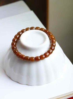 玉器工艺品天然新疆和田玉新疆且末料老料满糖色直切手串男女手串