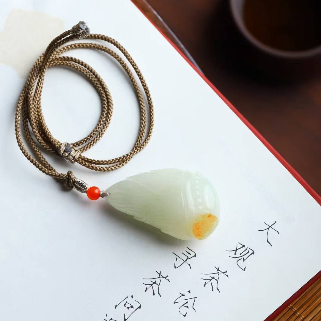 玉器工艺品天然新疆和田玉 山料老料竹笋吊坠男女竹节挂件送证书