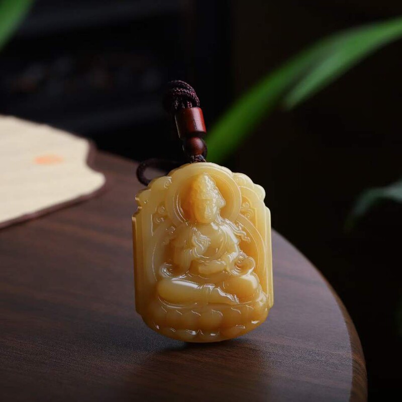 玉器工厂店工艺品天然和田玉俄料老料满糖色观音玉石吊坠挂件带证
