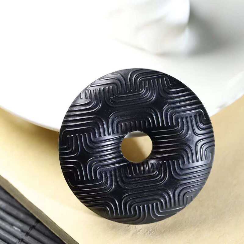 玉器工艺品天然新疆和田玉羊脂级墨玉复古玉璧玉石挂件毛衣坠送证