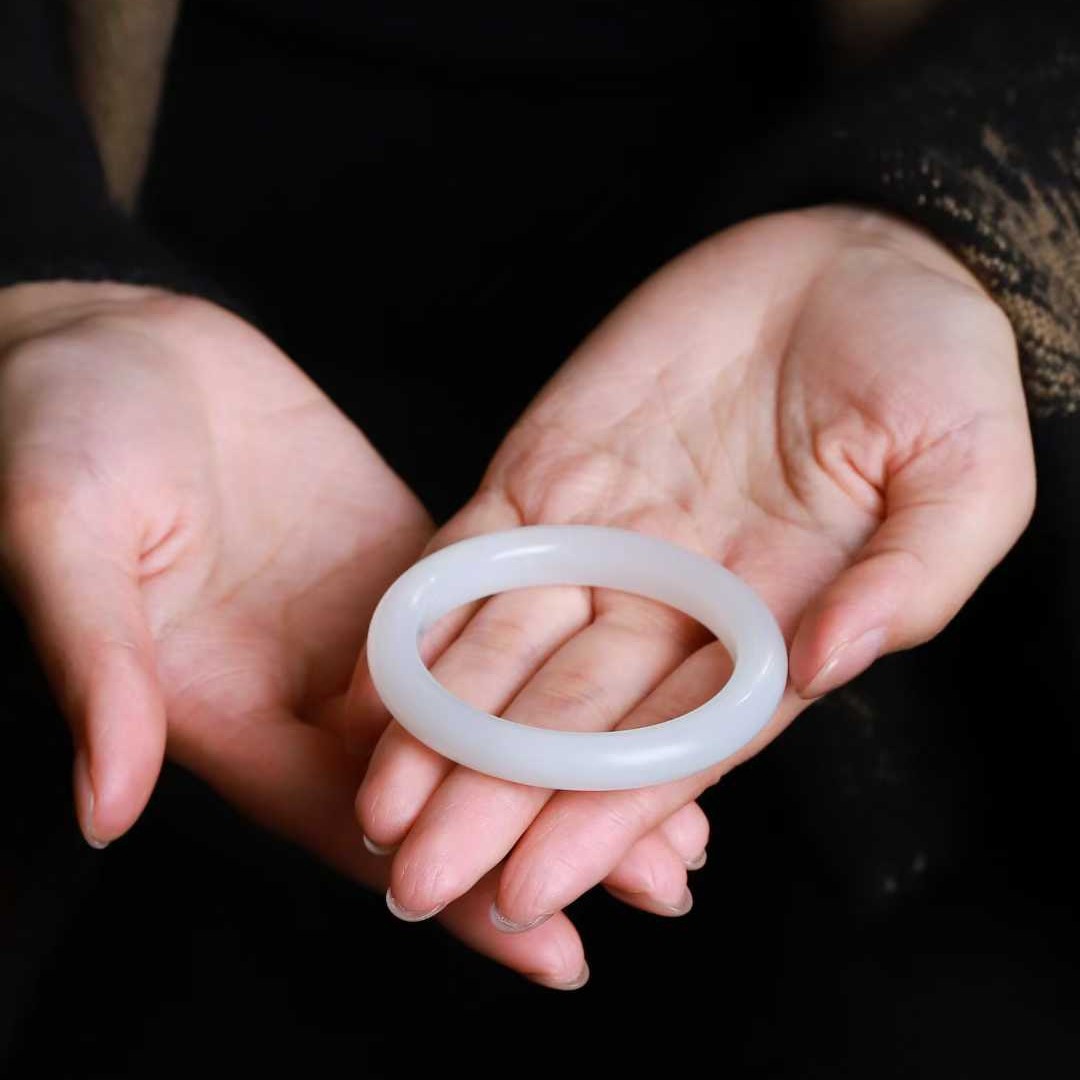 玉器工艺品天然新疆和田玉青海料羊脂级白玉女士玉石手镯附证书