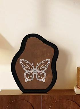 法式珍珠画蝴蝶桌面摆件客厅电视柜家居饰品装饰画创意床头柜摆画