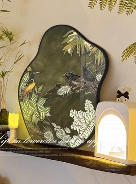 中古风先春报喜桌面摆画客厅电视柜小摆件复古艺术餐桌摆台装饰画