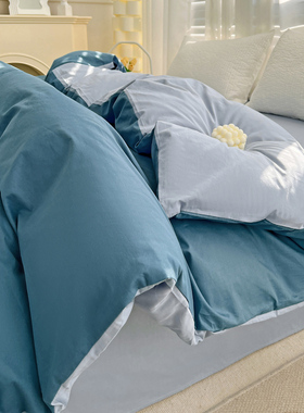 100%全棉纯色单件被套纯棉简约被罩7x7双人1.8米床定做230x229cm