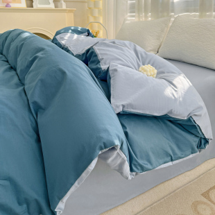 100%全棉纯色单件被套纯棉简约被罩7x7双人1.8米床定做230x229cm