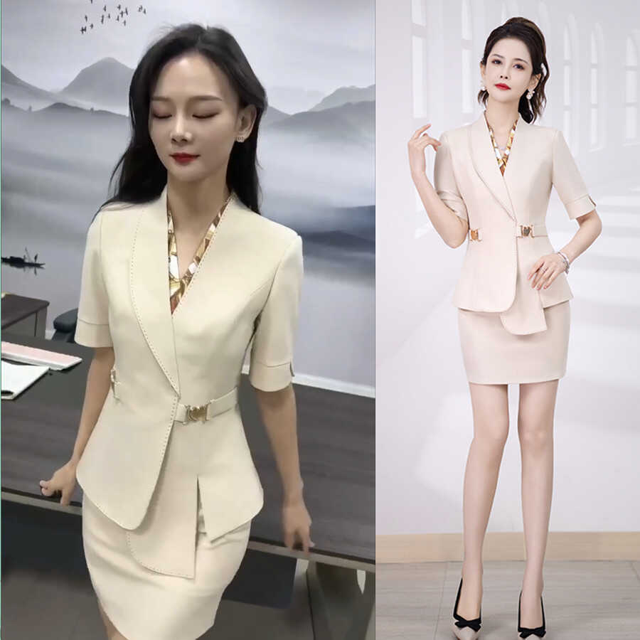 酒吧夜场ktv服务员工作服酒店前台咨客工装定制短袖套装款