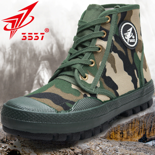 耐磨工地劳保胶鞋 3537高帮解放鞋 防风沙户外工作鞋 帆布鞋 男款