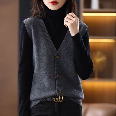 针织毛衣马甲开衫上衣早