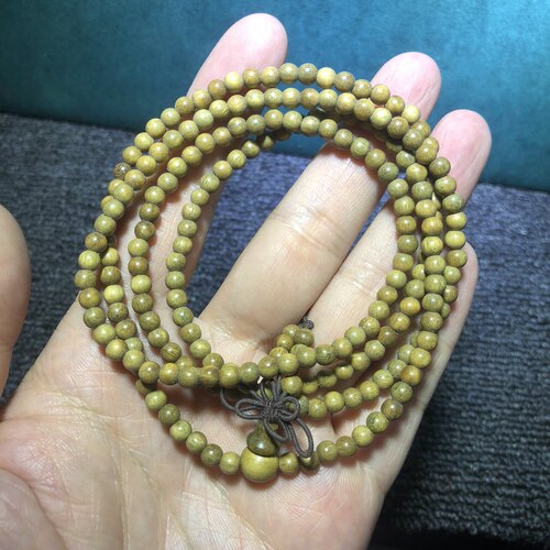 精品绿檀木百乐圣檀木4mm216颗小圆珠多圈手串手链佛珠文玩小礼品