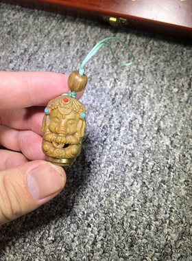 阿根廷绿檀木作精雕刻象神宝宝小香丸盒子挂件手机链包包挂礼品