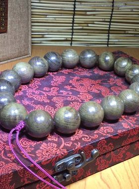 精品阴沉乌木金丝楠2.5×19颗手工打磨影子水波手持车挂件男女款