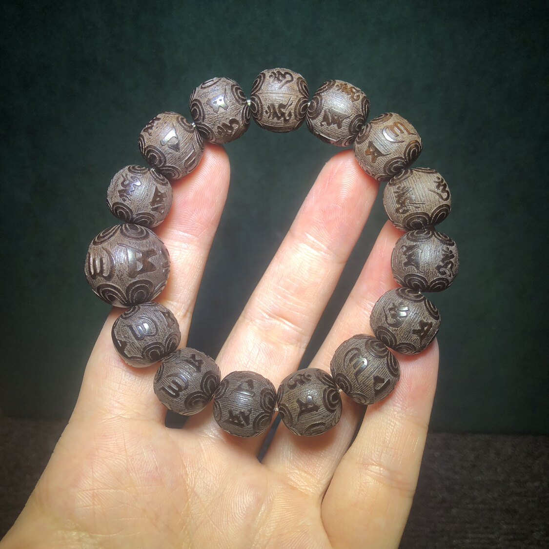 非洲黑檀木乌木紫光檀木作精雕刻六字真言手串佛珠男款文玩礼品