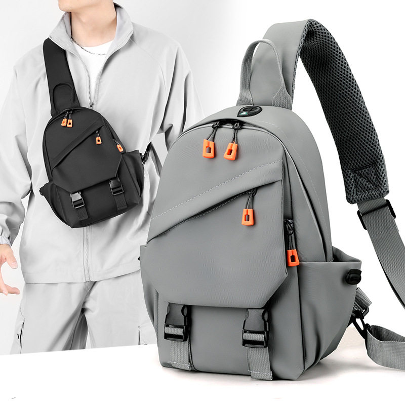 休闲百搭男士胸包韩版时尚简约单肩包多功能usb充电斜挎背包,箱包皮具/热销女包/男包,胸包,淘宝优惠券,粉丝福利购,淘宝优惠卷