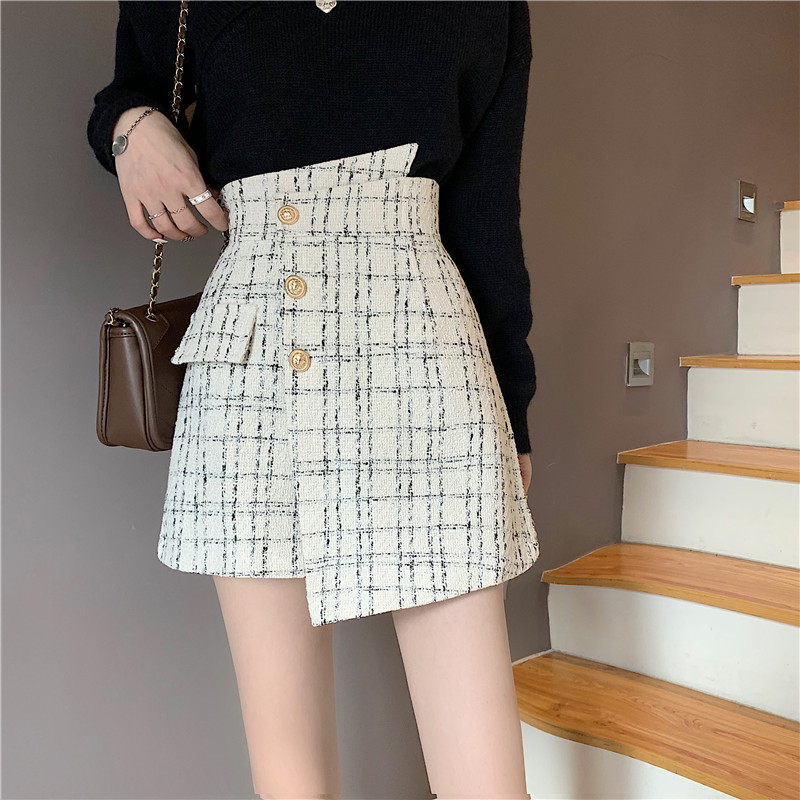 Xiaoxiang style skirt trousers for women in autumn and winter high waist slimming irregular A-line wide leg trousers and boot pants