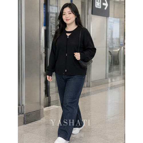娅莎媞大码女装200斤胖mm简约宽松遮肉套头长袖毛衣针织衫上衣秋