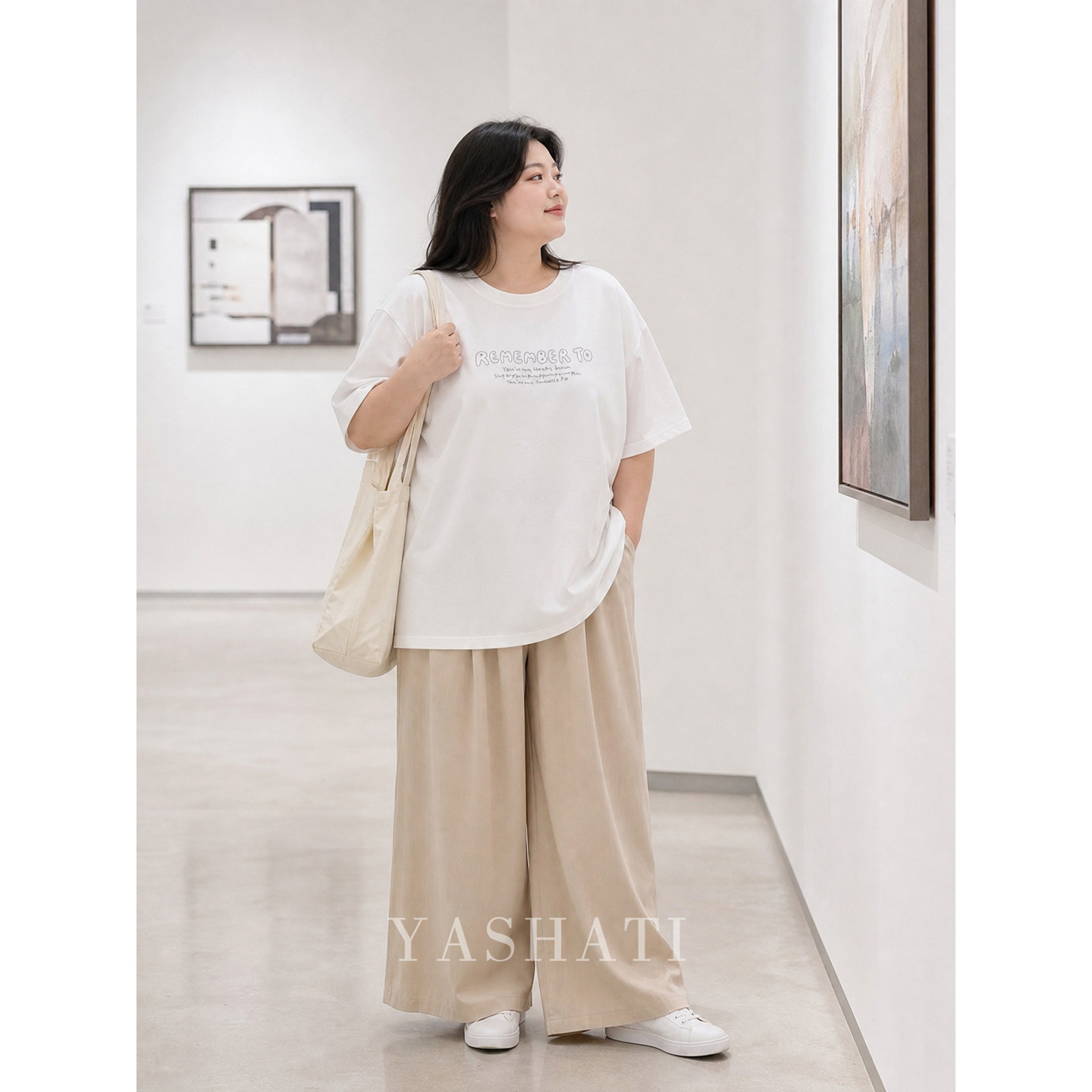 娅莎媞大码女装 200斤胖mm纯棉字母印花圆领短袖T恤上衣 女
