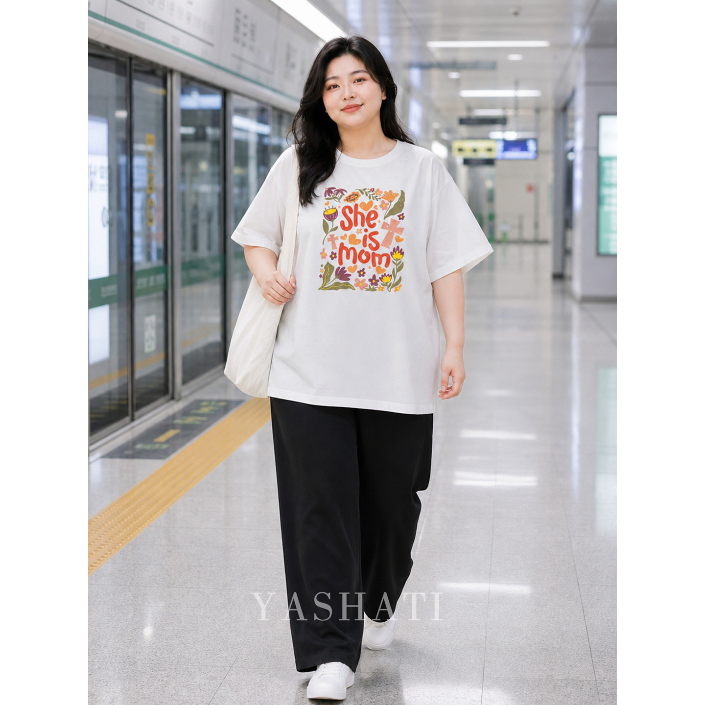 娅莎媞大码女装 200斤胖mm宽松显瘦遮肚子印花短袖T恤上衣 女