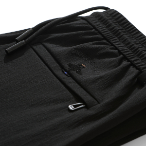 秋冬款暗纹弹力松紧腰休闲运动裤直筒中年潮流小蜜蜂男裤宽松长裤