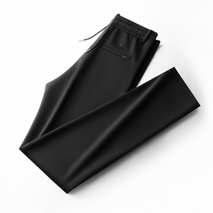 2025新款秋冬装松紧腰休闲裤直筒宽松男款裤子华夫格弹力运动裤厚