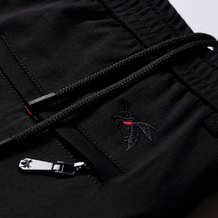 夏季薄料蜜蜂系带松紧腰休闲裤男弹力显瘦小脚裤长裤韩版修身男裤