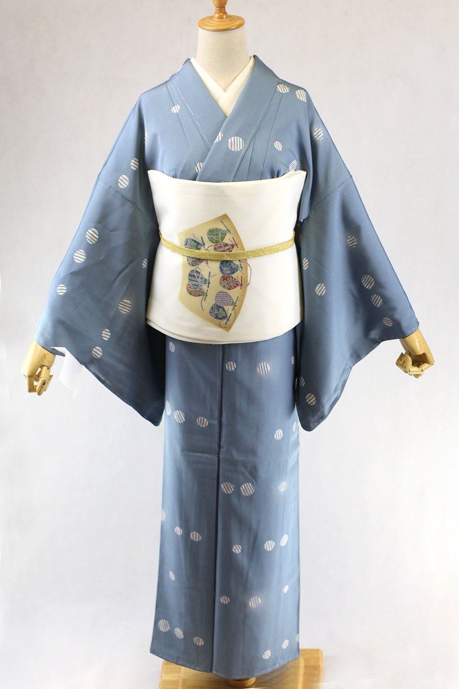 樱工房和服专门店 日本女士和服小纹纯色粉色正绢江户小纹色无地