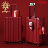 红色行李箱女方结婚陪嫁拉杆箱婚礼用嫁妆密码 旅游子母箱皮箱子24