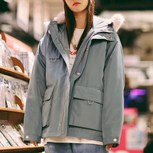 psobrand冬季男女保暖毛领工装