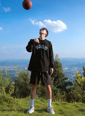 PHEW嘻哈街舞潮牌字母印花男女情侣宽松休闲百搭长袖T恤薄款卫衣