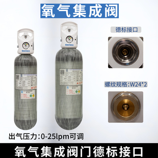 氧气集成阀门德标接口可调减压器 10L 一体集成氧气阀6.8L 9.0L