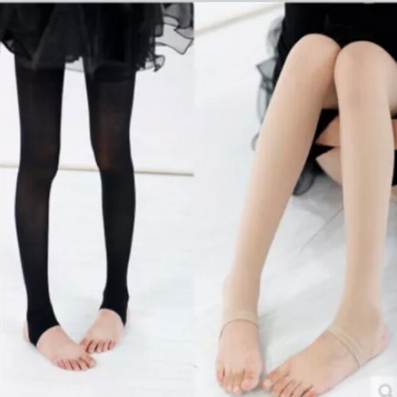 儿童肤色踩脚连裤袜 女童肉色打底裤袜子 九分裤春秋款中厚舞蹈袜
