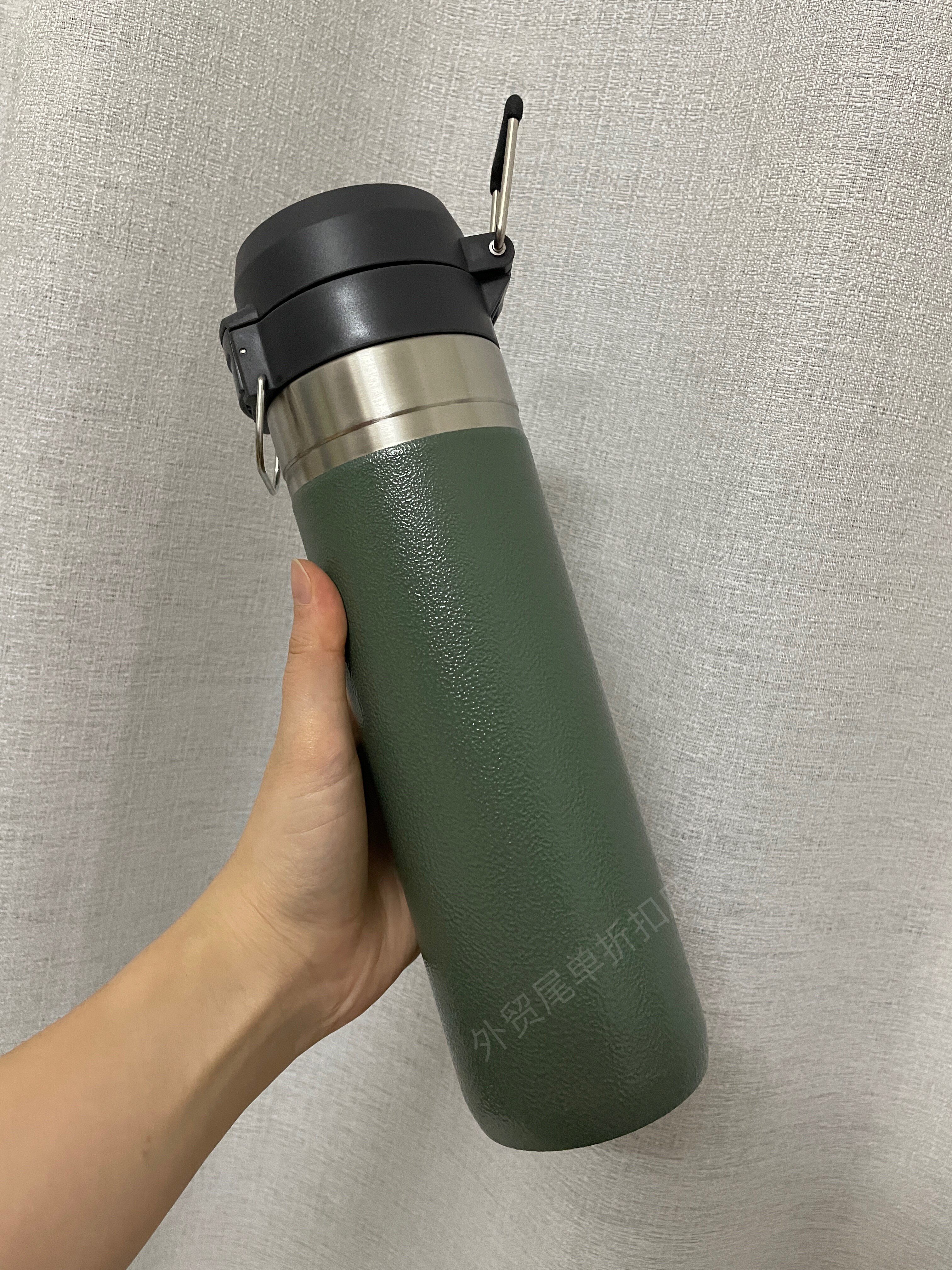 出口尾货双层户外保温杯真空提手壶弹跳杯登山徒步水壶