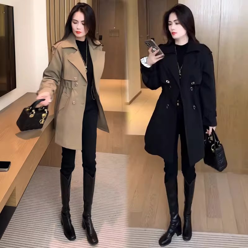 2025新款风衣外套女春秋款今年流行漂亮大衣高级感黑色中长款外套