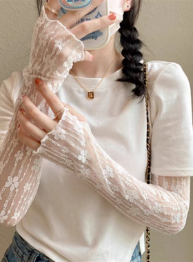 蕾丝防晒袖套女手臂遮疤纹身套袖