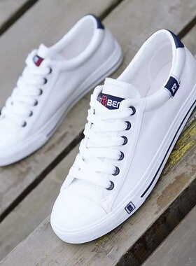 人本男鞋帆布鞋男金典白色休闲运动布鞋小白鞋男款2026新款开车鞋