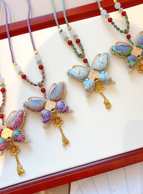 非遗宋锦手工蝴蝶毛衣链