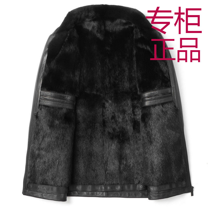 真皮皮衣男进口水貂内胆整貂皮毛一体外套派克服大衣短款夹克皮草