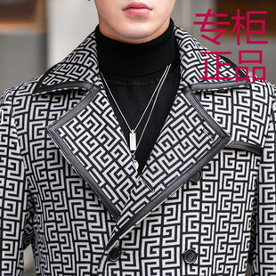 羊毛呢大衣男绵羊皮中长款真皮皮衣帅气高端风衣双面羊绒呢子外套