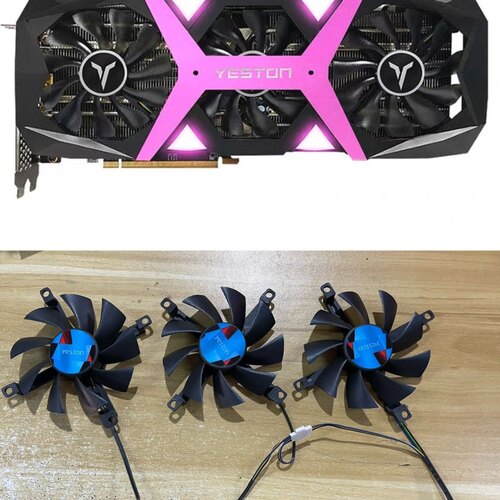 盈通RX580 RX6600xt RX6800 5500 游戏高手显卡散热三风扇