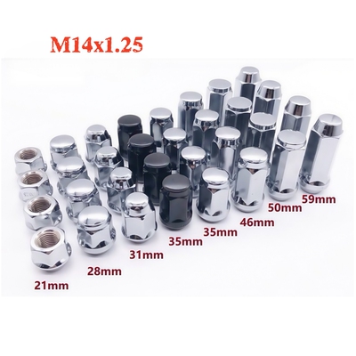 M14x1.25汽车螺丝轮毂车轮法兰螺母螺帽长25/30/35/40/45/50mm