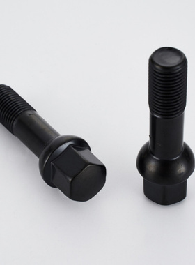轮毂改装螺丝适用奔驰半丝球面银色/黑色17对边M14x1.5长67mm