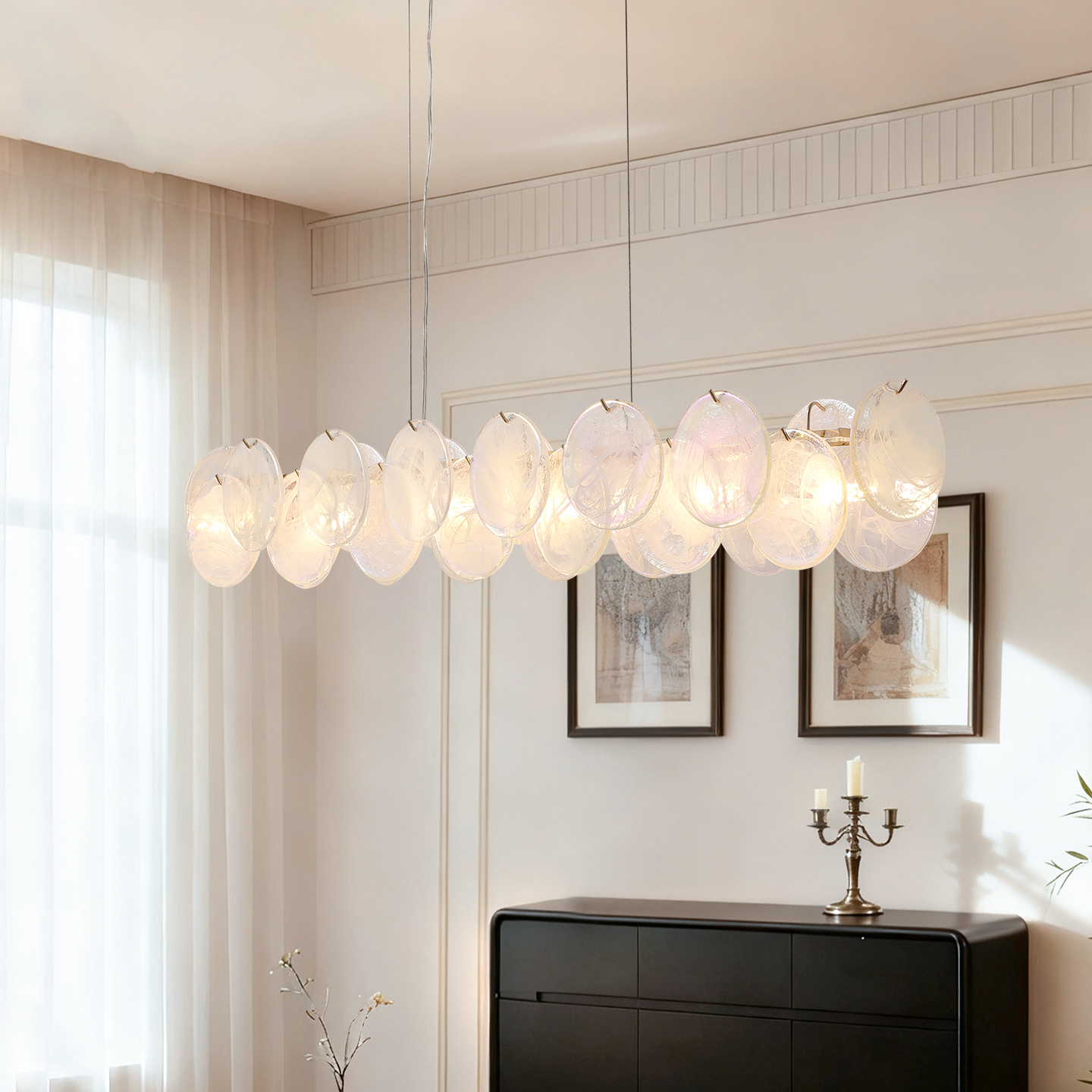 法式中古风餐厅吊灯设计师款创意个性艺术玻璃灯别墅岛台吧台主灯