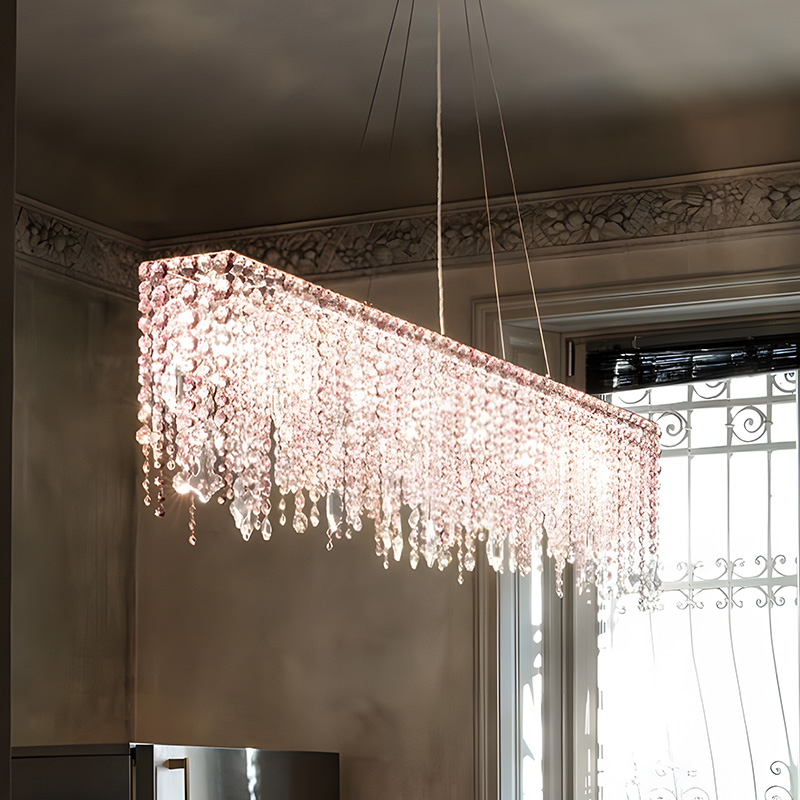 法式中古风水晶吊灯餐厅灯轻奢复古饭厅灯高级感艺术吧台岛台茶室