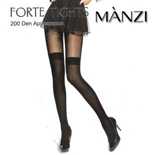 美丫美 袜仿长统丝袜比基尼 Manzi曼姿200D罗口边上薄下厚拼接连裤