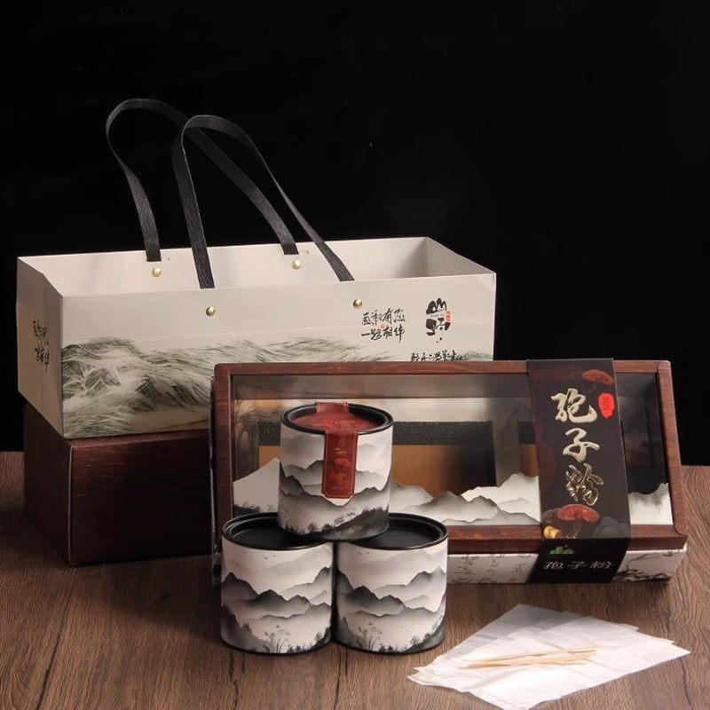 西洋参礼盒人参鲜参礼品盒土特产礼品盒开窗特产包装灵芝孢子粉盒