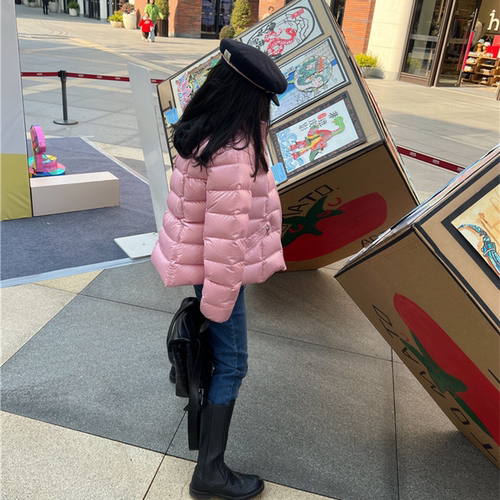 美美暖调粉小蛮腰亲子鹅绒服