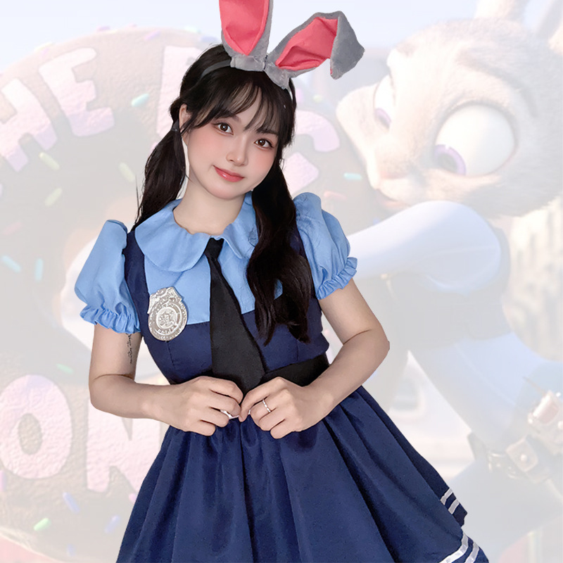 新款疯狂动物城朱迪尼克漫展演出服cosplay舞台表演亲子装连衣裙