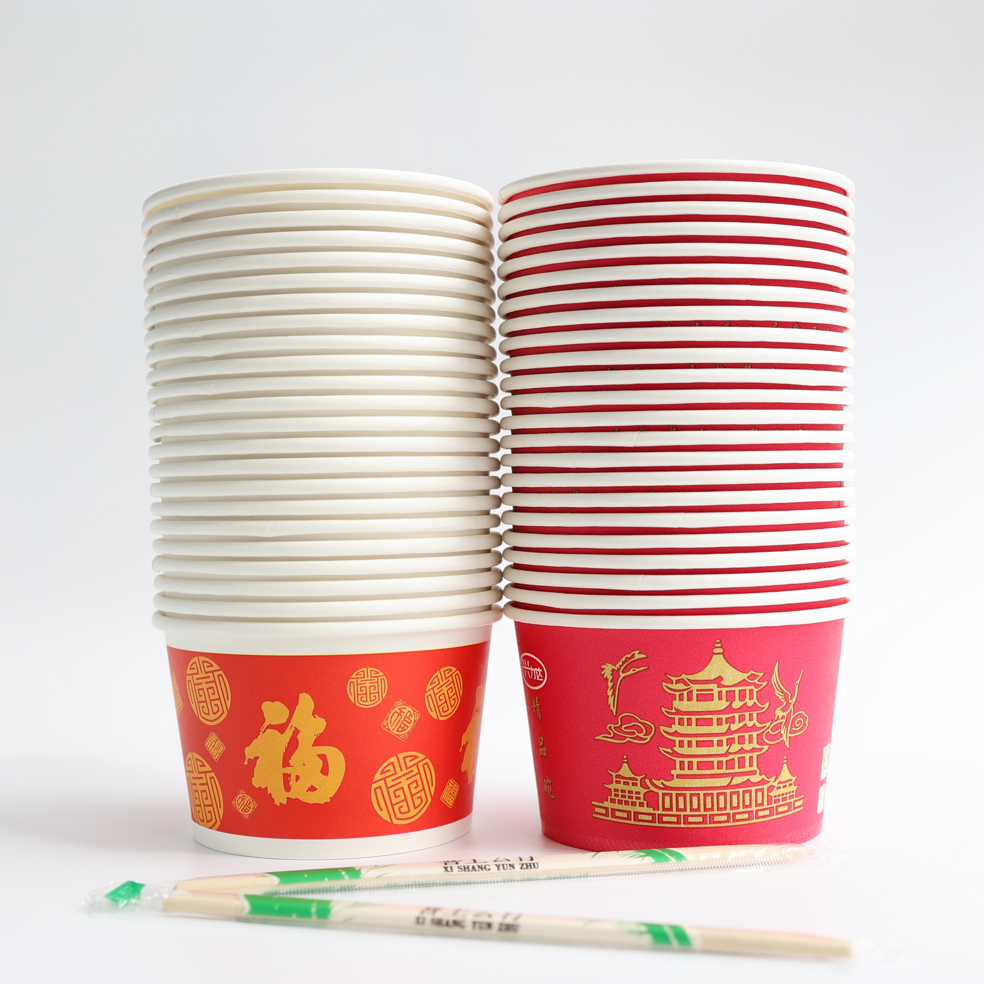 一次性纸碗整箱便宜商用快餐盒加厚大号打包盒早餐家用加饭盒汤碗