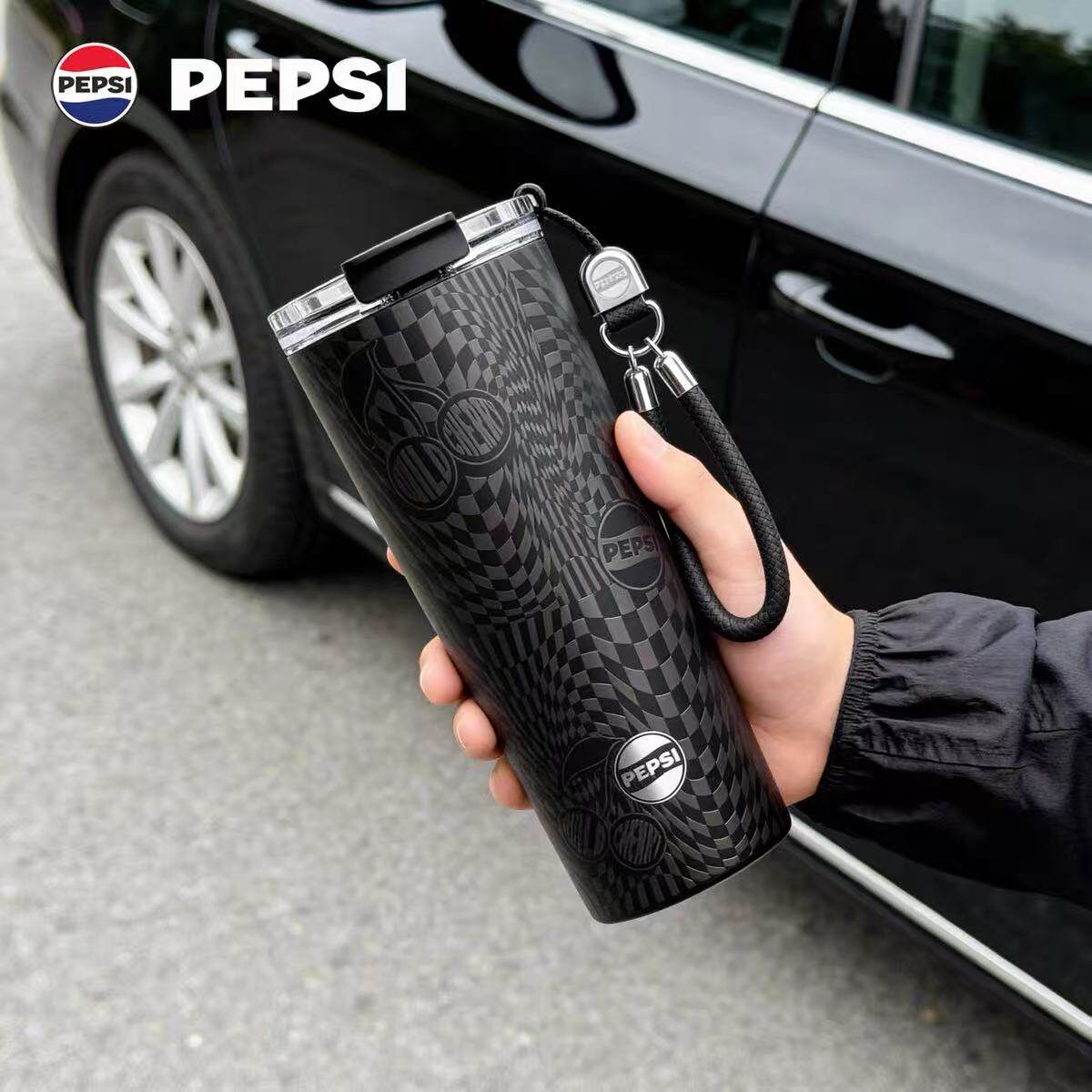 PEPSI百事可乐保温杯随行便携咖啡杯吸管水杯316不锈钢男女高颜值